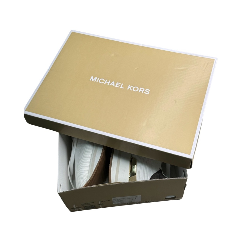 MICHAEL Michael Kors Monique Knit Sneaker White/Gold-tone Accents NWOT Size 9.5 - Picture 9 of 15